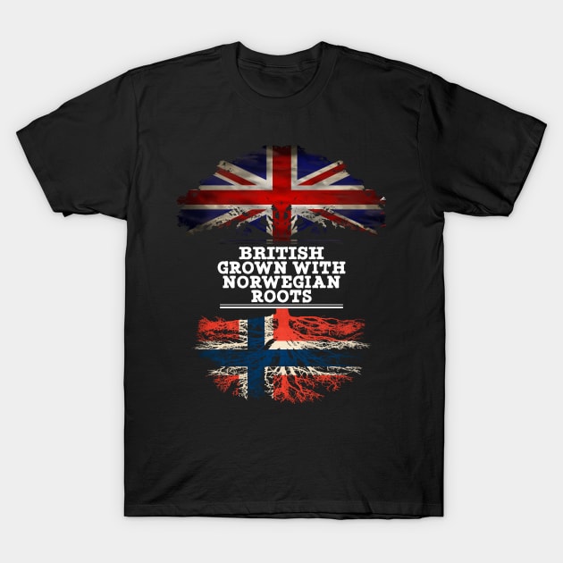 British Grown With Norwegian Roots - Gift for Norwegian With Roots From Norway T-Shirt by Country Flags